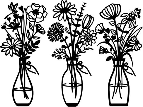 Metal Flowers Wall Art Decor Rustic Farmhouse Black Floral Wall Decor for Bathroom Living Room Bedroom Home Art in Saudi Arabia
