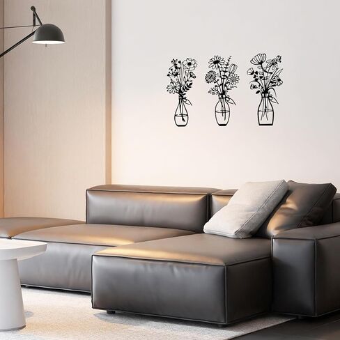 Metal Flowers Wall Art Decor Rustic Farmhouse Black Floral Wall Decor for Bathroom Living Room Bedroom Home Art in Saudi Arabia