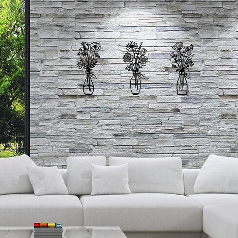 Metal Flowers Wall Art Decor Rustic Farmhouse Black Floral Wall Decor for Bathroom Living Room Bedroom Home Art in Saudi Arabia
