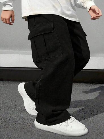 1 Piece Toddler Boys' Teenage Versatile Stylish Trendy Athletic Cargo Pants - Large Pockets, Spring/Summer/Fall Wear in Saudi Arabia
