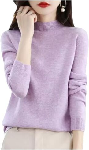 Women's 100% Cashmere Turtleneck Sweater, Long Sleeve Pullover, Soft Knit Winter Wear,Multiple Colors Available in Saudi Arabia