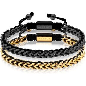 18K Gold-plated Bracelets for Men Adjustable Black Mens Bracelet in Saudi Arabia