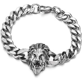 أساور للرجال من الفولاذ المقاوم للصدأ، سوار أسد مصقول للرجال، سوار سلسلة كبح راكبي الدراجات النارية وولف للرجال، بانك روك in Kuwait