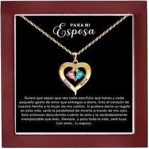Custom Name,To My Wife Sterling Silver Heart Necklace Personalized Birthstone Necklace for Women Couple Birthday, Christmas, Valentine's Day gifts in Saudi Arabia