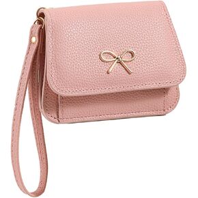 Andiker Card Wallets for Women, Bifold Cute Bow Coin Purse, Wristlet Wallet with 1 ID Flip Window and 1 Zipper Pocket in Saudi Arabia