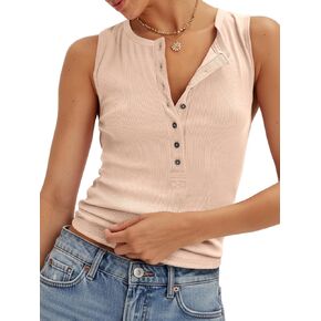 تي شيرت نسائي من Cicy Bell Henley تانك القمم بقصة ضيقة صيفية غير رسمية بدون أكمام تي شيرت للخروج مضلع أساسي تي شيرت in Saudi Arabia