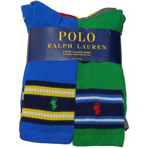 جوارب POLO RALPH LAUREN للرجال مكونة من 6 جوارب بولو كلاسيكية رياضية، متنوعة، 10-13 in Saudi Arabia