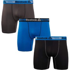 Reebok Men's Boxer Briefs - 3 Pack Performance Mens Underwear Boxers with Contour Pouch - Athletic Underwear for Men (S-XL), Size X-Large, Black/Blue/Charcoal in Saudi Arabia