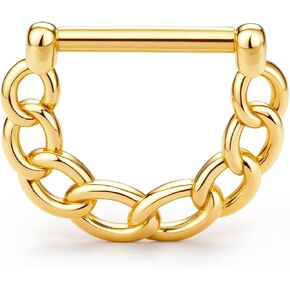 BodyBonita 16G Straight Septum Rings, 316L Surgical Steel D Shaped Septum Jewelry, Star Lace Chain Nose Rings Hoops Clicker, Helix Tragus Rook Daith Piercings for Women Men 8 mm in Saudi Arabia