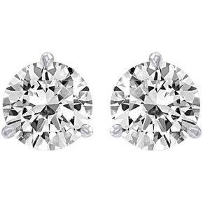 1 Carat GIA Certified 18K White Gold Solitaire Diamond Stud Earrings Round Brilliant Shape 3 Prong Screw Back (L Color, VVS1 Clarity) in Saudi Arabia