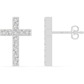 Natural Gemstone Cross Stud Earrings for Women in 925 Silver/18K Yellow/Rose Gold Vermeil, Birthstone Jewelry Gifts for Her Birthday, Wedding Anniversary, Christmas, Graduation in Saudi Arabia