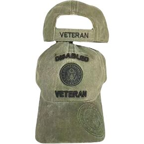 Trade Winds US Army Disabled Veteran Subdued Olive Green Cotton Embroidered Cap Hat Licensed in Saudi Arabia