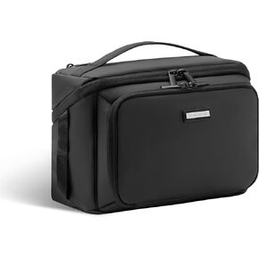 حقيبة أدوات الزينة المدمجة من Everfun للرجال والنساء أثناء السفر، مجموعة أدوات الحلاقة مفتوحة واسعة، حقيبة نظافة لتنظيم المكياج مقاومة للماء مع حجرة رطبة وجافة - أسود، صغير 9.25 × 5.5 × 6.75 in Kuwait