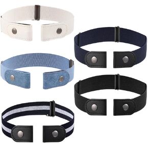 5Pcs Elastic Belt for Women, No Buckle Belt Women, Stretch Invisible Belts for Womens Metal Hook Elastic Belting, No Show Belts for Woman for Jeans, Pants in Saudi Arabia