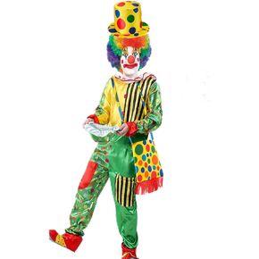 7pcs Clown Costume Set, Jumpsuit with Wig Bag Hat Gloves Glasses Holloween Adult Teens Clown Outfit Party Dress up in Saudi Arabia