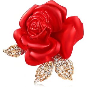Red Rose Brooch for Women - Elegant Costume Jewelry Pin for Dresses, Hats & Scarves in Saudi Arabia