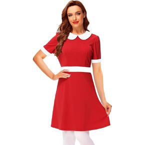 Remimi Halloween Womens Short Sleeve Peter Pan Collar Cute Red Dress in Saudi Arabia