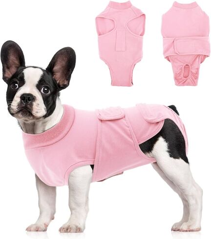 بدلة استرداد جراحة الكلب OYX ، الكلب القابل للتعديل للجراحة للجراحة ذكر ، والانتعاش من ذوي الياقات الإلكترونية والخروجية البديلة ، قميص bodysuit القابل للتنفس حماية الكلب منع لعق ، الوردي م in Kuwait