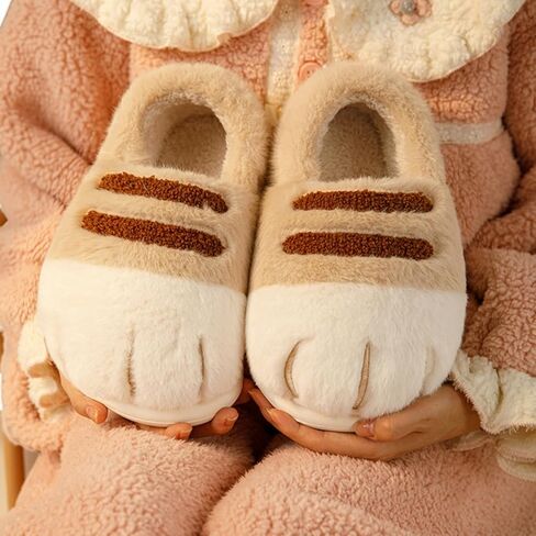 Cat Paw Women Slippers Fuzzy Plush Indoor House Shoes for Men Non Slip Cute Animal Claw Memory Foam Comfy Footwear Soft Warm Cozy Slides for Girls Adults Teen Gift Idea in Saudi Arabia