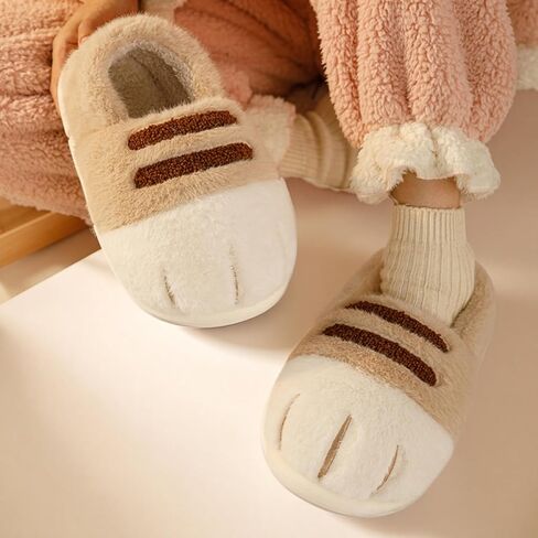 Cat Paw Women Slippers Fuzzy Plush Indoor House Shoes for Men Non Slip Cute Animal Claw Memory Foam Comfy Footwear Soft Warm Cozy Slides for Girls Adults Teen Gift Idea in Saudi Arabia
