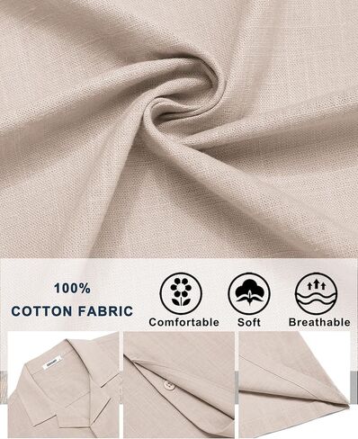 COOFANDY Men's Cotton Shirts Short Sleeve Button Down Shirts Casual Beach Summer Cuban Collar Shirt in Saudi Arabia