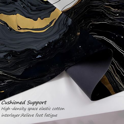 ANNA QUEEN Black and Gold Marble Laundry Room Rug 20x47 Inch – Abstract Art Non Slip Runner Mat for Kitchen, Laundry and Modern Home Decor in Saudi Arabia