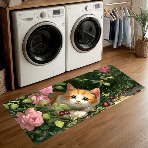 ANNA QUEEN Black and Gold Marble Laundry Room Rug 20x47 Inch – Abstract Art Non Slip Runner Mat for Kitchen, Laundry and Modern Home Decor in Saudi Arabia