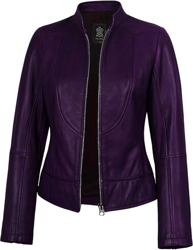 Leather Jacket Women Casual Winter Fashion - Real Lambskin Cafe Racer Style Womens Motorcycle Jacket in Kuwait