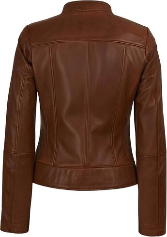 Leather Jacket Women Casual Winter Fashion - Real Lambskin Cafe Racer Style Womens Motorcycle Jacket in Kuwait