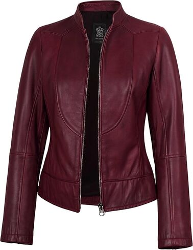 Leather Jacket Women Casual Winter Fashion - Real Lambskin Cafe Racer Style Womens Motorcycle Jacket in Kuwait