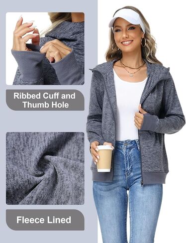 ANOTHER CHOICE Women Zip Up Sweater Speckled Jacket with Thumb Hole in Saudi Arabia