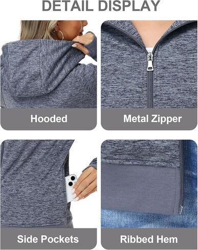 ANOTHER CHOICE Women Zip Up Sweater Speckled Jacket with Thumb Hole in Saudi Arabia