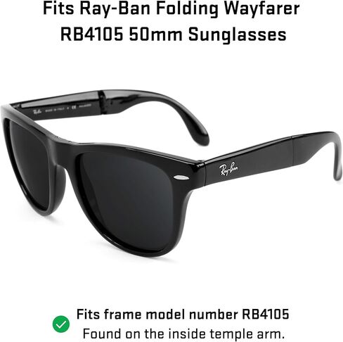 Revant Replacement Lenses Compatible With Ray-Ban Folding Wayfarer RB4105 50mm, Non-Polarized, Black Chrome Mirrored in Saudi Arabia