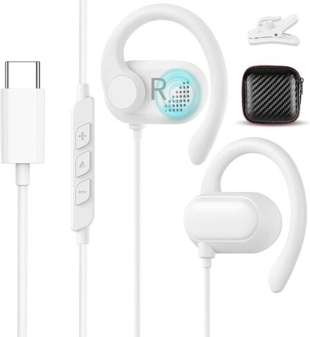 Open Ear USB C Headphones for Samsung S25 S24 Ultra S23 FE,Over Ear Buds USB Type C Earphones Wired with Adjustable Ear Hooks for iPhone 16 15 Pro Max,USB-C Headset for iPad 10 in Kuwait