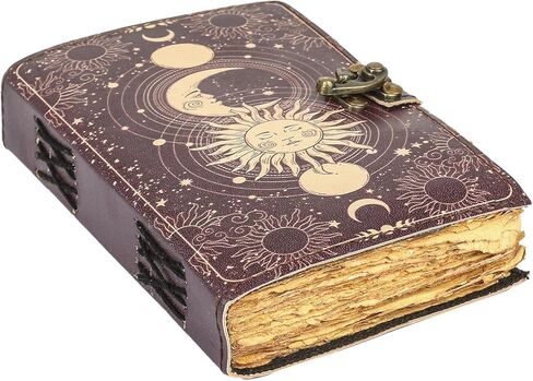 Kir-by Leather Journal - Cute Handmade Leather Notebook For Women & Men 200 Vintage Deckle Edge Paper Notebooks Sketchbook Retro Gifts (7x5 inches) (7x5 inch) in Saudi Arabia