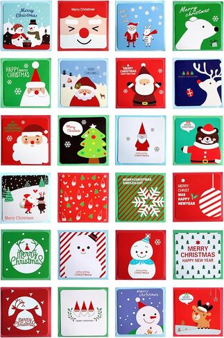 12 Pack Mini Size Merry Christmas Greeting Cards with Envelopes, 2.8 x 4.1 Inch, Cute Adorable Brown Color Christmas Xmas Gift Winter Holiday Style Festival Greetings Cards, Pack of 12 2X6 Brown in Kuwait