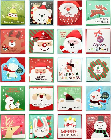 12 Pack Mini Size Merry Christmas Greeting Cards with Envelopes, 2.8 x 4.1 Inch, Cute Adorable Brown Color Christmas Xmas Gift Winter Holiday Style Festival Greetings Cards, Pack of 12 2X6 Brown in Kuwait