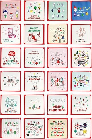 12 Pack Mini Size Merry Christmas Greeting Cards with Envelopes, 2.8 x 4.1 Inch, Cute Adorable Brown Color Christmas Xmas Gift Winter Holiday Style Festival Greetings Cards, Pack of 12 2X6 Brown in Kuwait