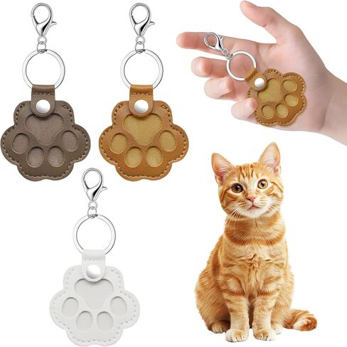 3Pcs Dogs Pet Paw Print Keychain, Leather Memorial Refillable Keychain Holds Cats Fur Keepsake Collector Keyring Paw Shaped Charms Cute Animal Pet Lover Gift in Saudi Arabia