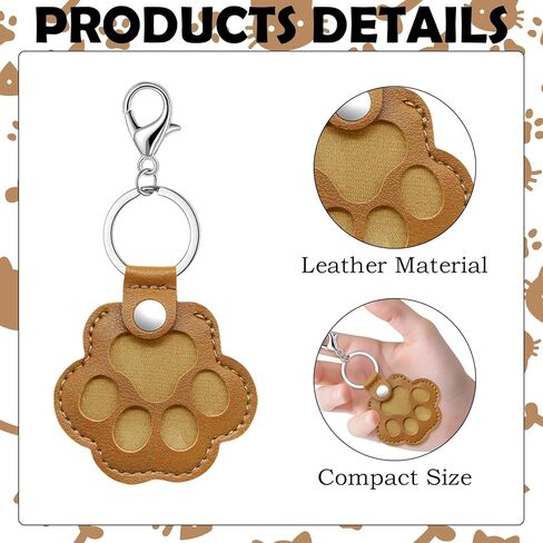 3Pcs Dogs Pet Paw Print Keychain, Leather Memorial Refillable Keychain Holds Cats Fur Keepsake Collector Keyring Paw Shaped Charms Cute Animal Pet Lover Gift in Saudi Arabia