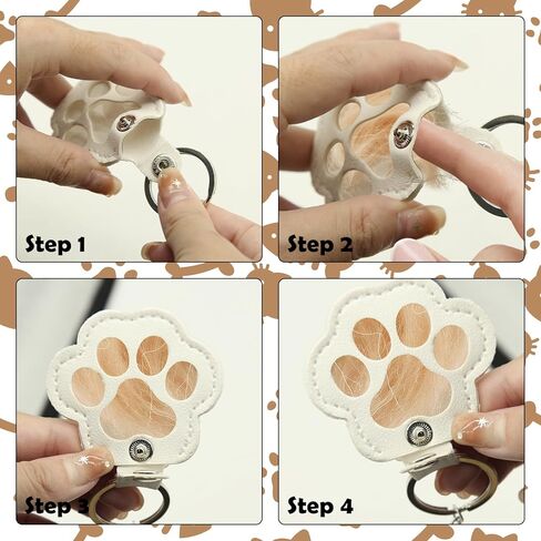 3Pcs Dogs Pet Paw Print Keychain, Leather Memorial Refillable Keychain Holds Cats Fur Keepsake Collector Keyring Paw Shaped Charms Cute Animal Pet Lover Gift in Saudi Arabia