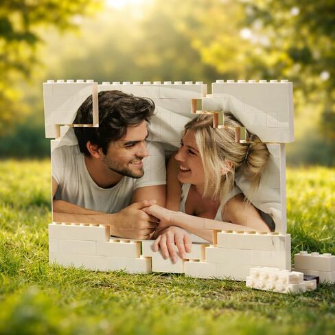 Custom Heart Building Brick Photo Block, Personalized Picture Puzzle for Couples, Family, or Friends, Unique Valentine’s Day, Anniversary, DIY Heart Shaped Brick Portrait Decor in Saudi Arabia