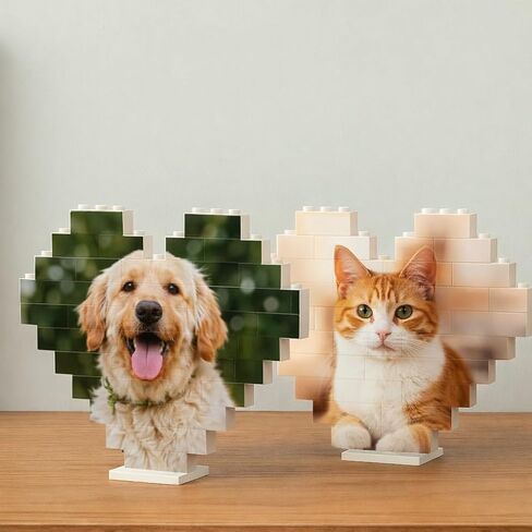 Custom Heart Building Brick Photo Block, Personalized Picture Puzzle for Couples, Family, or Friends, Unique Valentine’s Day, Anniversary, DIY Heart Shaped Brick Portrait Decor in Saudi Arabia