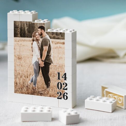 Custom Heart Building Brick Photo Block, Personalized Picture Puzzle for Couples, Family, or Friends, Unique Valentine’s Day, Anniversary, DIY Heart Shaped Brick Portrait Decor in Saudi Arabia