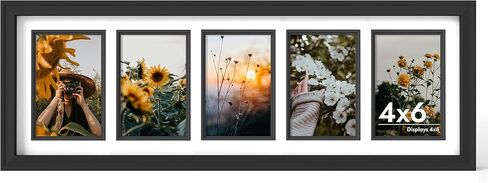 iRahmen 5x7 Collage Picture Frame with Tempered Glass - Wood Photo Frames Display Three 5 x 7 Pictures with Mat, Home Decor Wall Mount, Black in Kuwait
