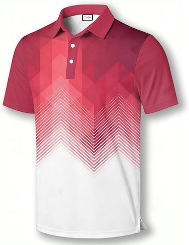 Men's Athletic Golf Polo Shirt, Blue White Black Color Block Design, Quick-Dry Performance Fabric in Saudi Arabia