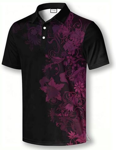 Men's Athletic Golf Polo Shirt, Blue White Black Color Block Design, Quick-Dry Performance Fabric in Saudi Arabia