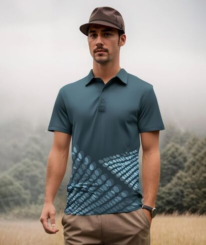Mens Golf Shirt Short Sleeve Print Polo Shirts for Men in Saudi Arabia
