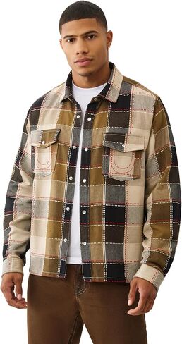 قميص LS Stitch Plaid Big T Western للرجال من True Religion - زر بأكمام طويلة in Saudi Arabia
