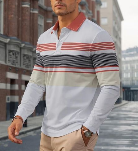 Collared Golf Shirts for Men Long Sleeve Mens Polo Moisture Wicking Casual, S-2XL in Saudi Arabia